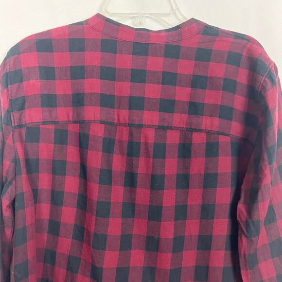 Madewell Cotton Linen Check Print Ruffle Hem Top Size Medium - Picture 7 of 11